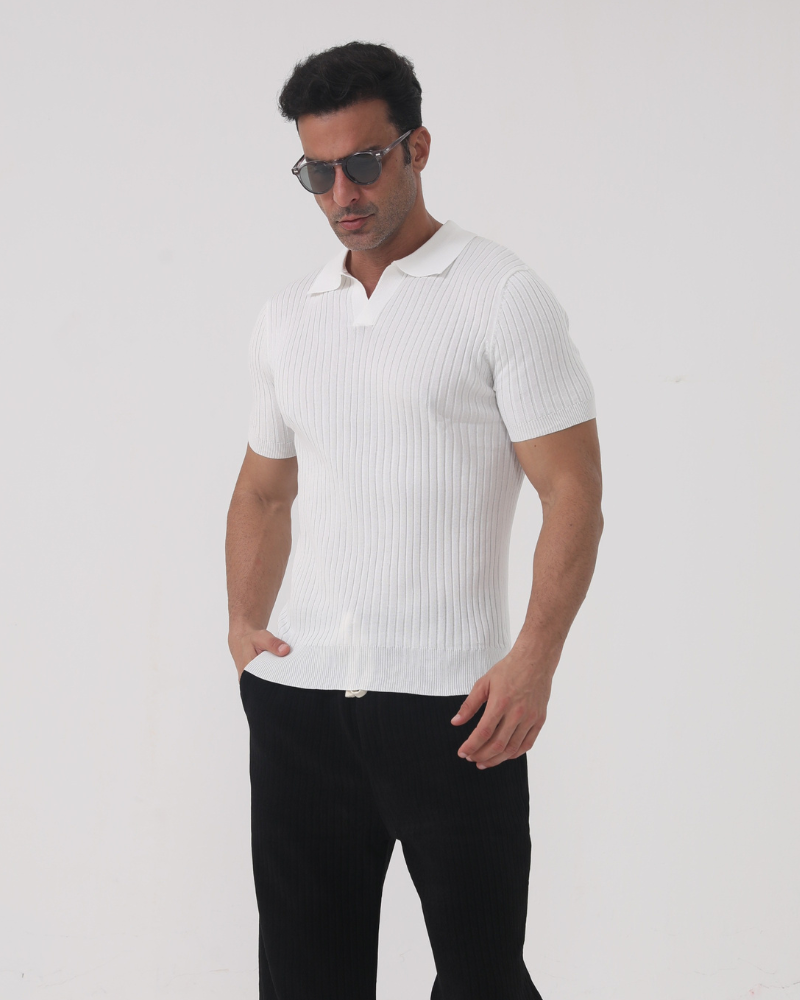 Florence Ribbed Cotton Polo Shirt