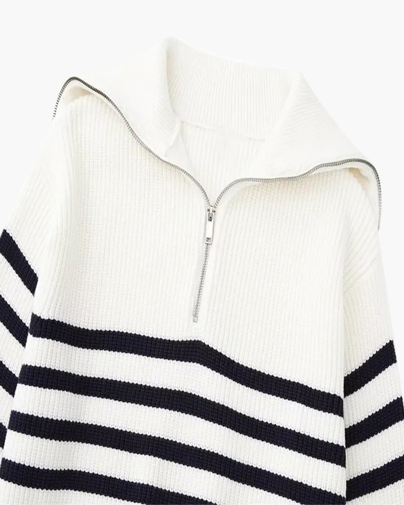 Striped Zipper Sweater