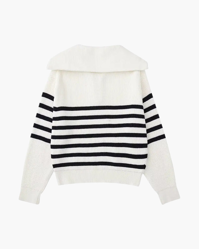 Striped Zipper Sweater