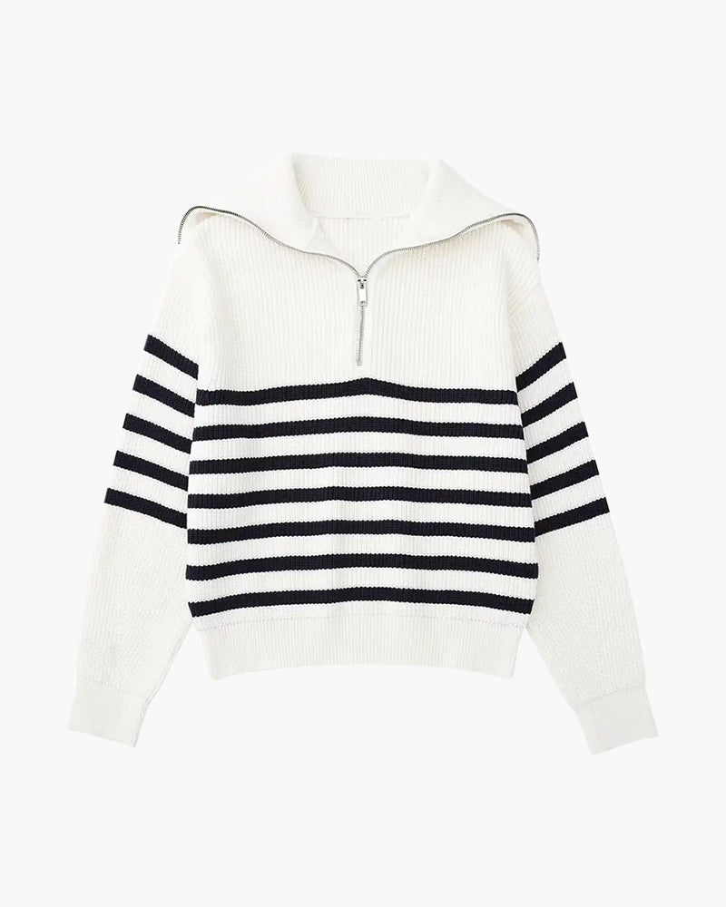 Striped Zipper Sweater